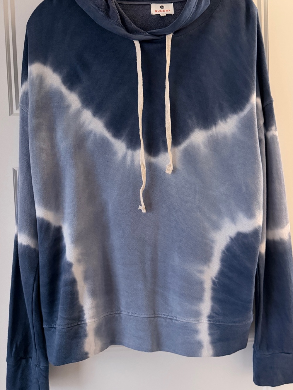 Sundry Navy Hoodie with Cream Drawstrings